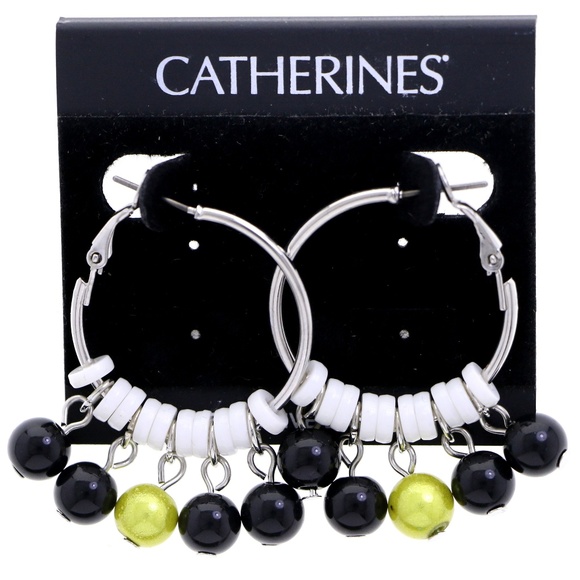 Catherines Jewelry - Designer Hoop Earrings Black & White NWT